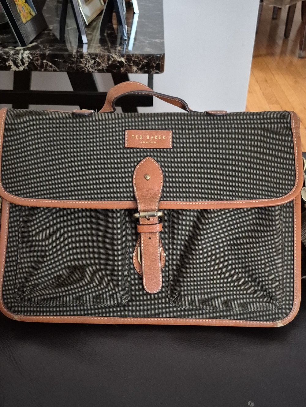 Ted Baker Men's Brow Trim Black Briefcase Satchel